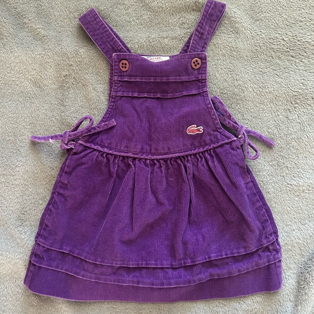 Vintage Lacoste- Corduroy purple overall dress sz 2t